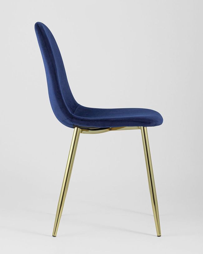 Navy Blue Velvet Dining Chair with Golden Metal Legs