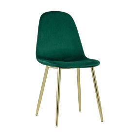 Green Velvet Dining Chair with Golden Metal Legs