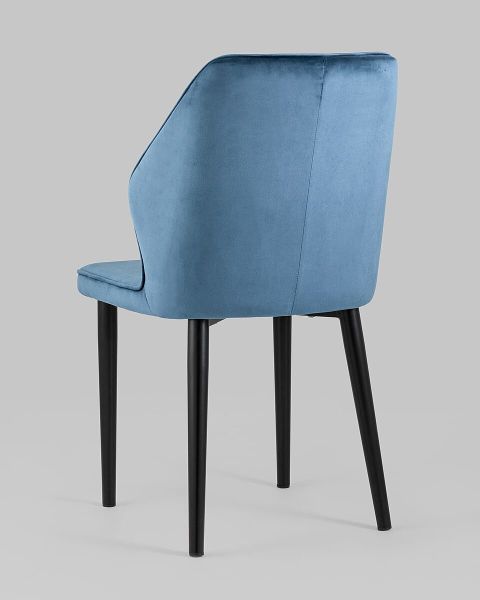 Dark blue velvet dining chair with elegant metal legs