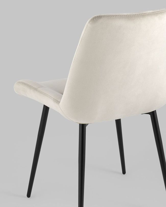 Beige Velvet Dining Chair With Metal Legs