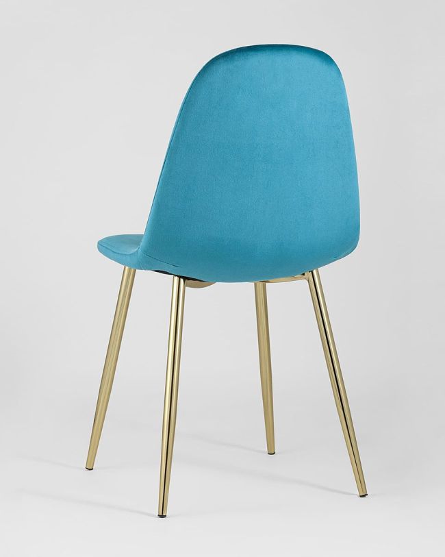 Turquoise Velvet Dining Chair with Golden Metal Legs