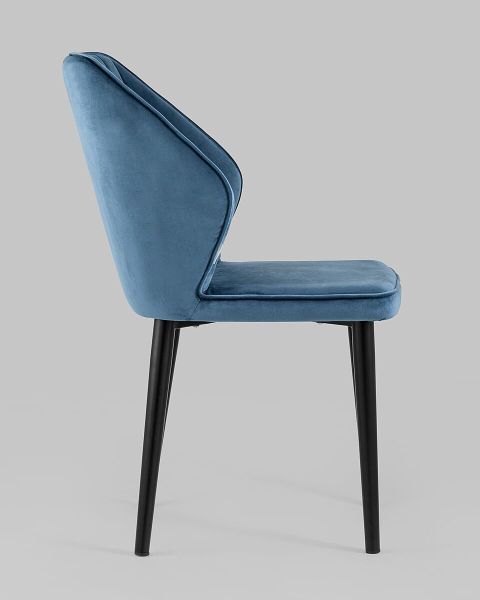 Dark blue velvet dining chair with elegant metal legs