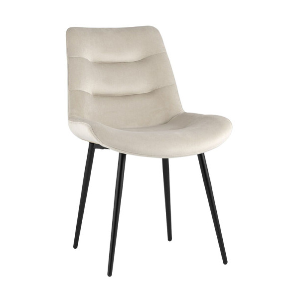Beige Velvet Dining Chair With Metal Legs