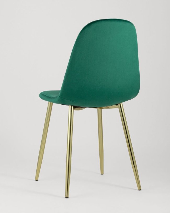 Green Velvet Dining Chair with Golden Metal Legs