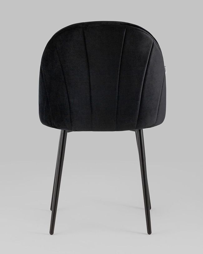 Contemporary black velvet dining chair with metal legs