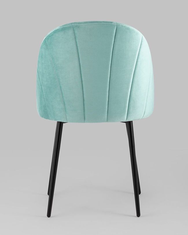 Teal Velvet Dining Chair with Vertical Lines and Metal Legs