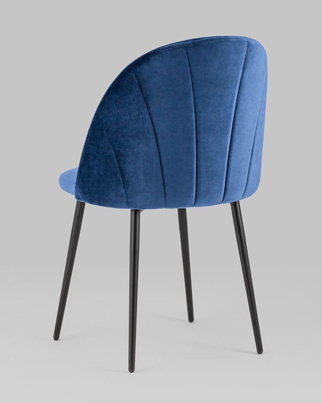 Contemporary navy blue velvet dining chair with metal legs