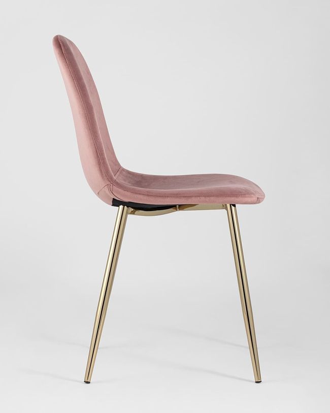 Pink Velvet Dining Chair with Golden Metal Legs