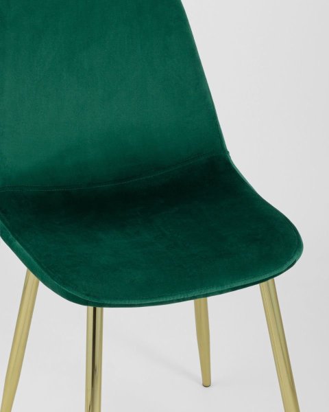 Green Velvet Dining Chair with Golden Metal Legs