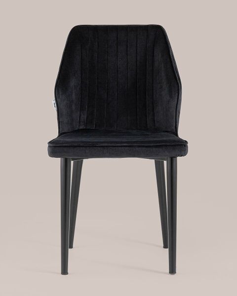 Elegant black velvet dining chair