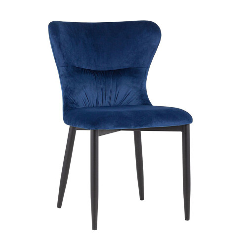 Navy Blue Velvet Dining Chair with Metal Legs