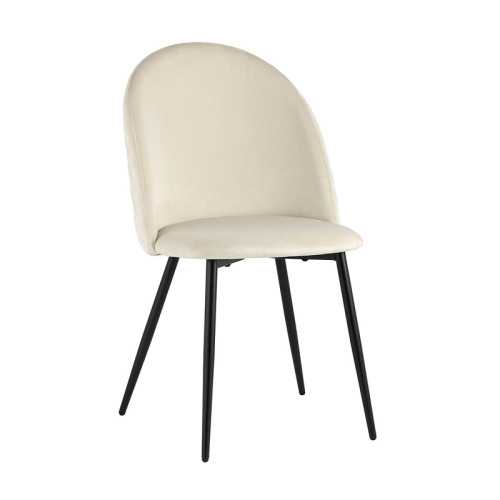 Beige Velvet Dining Chair with Metal Legs
