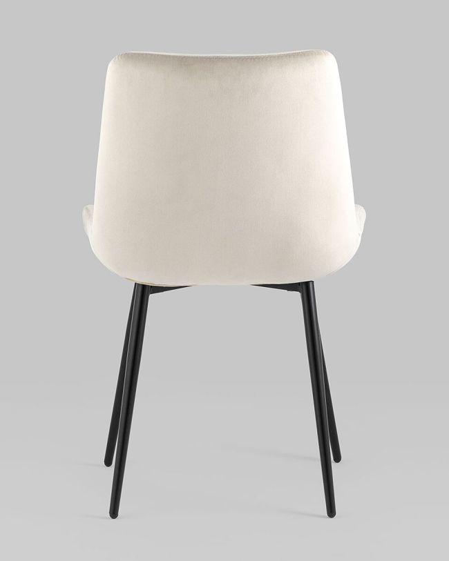 Beige Velvet Dining Chair With Metal Legs