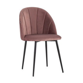 Contemporary dusty pink velvet dining chair with metal legs