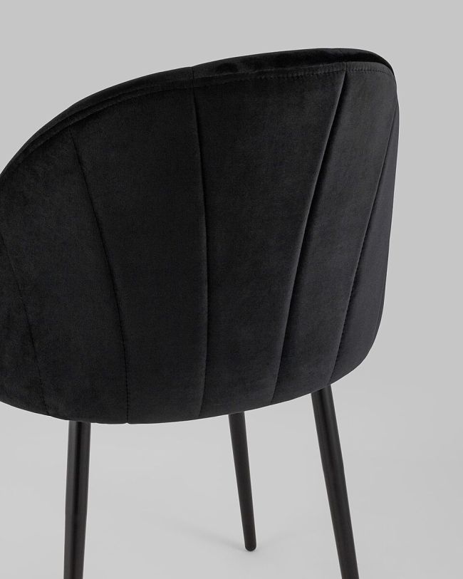 Contemporary black velvet dining chair with metal legs