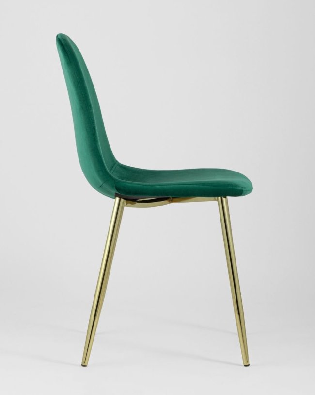 Green Velvet Dining Chair with Golden Metal Legs