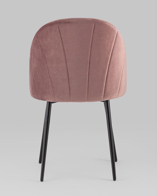 Contemporary dusty pink velvet dining chair with metal legs