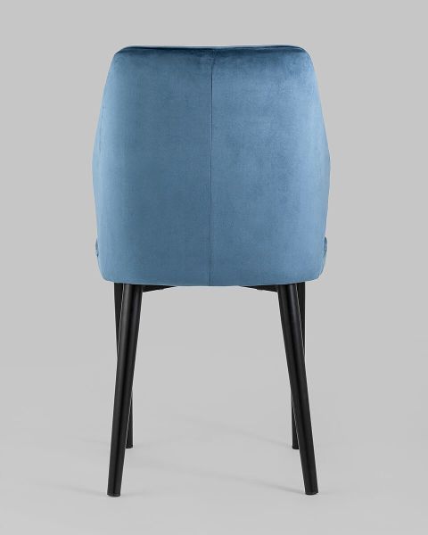 Dark blue velvet dining chair with elegant metal legs