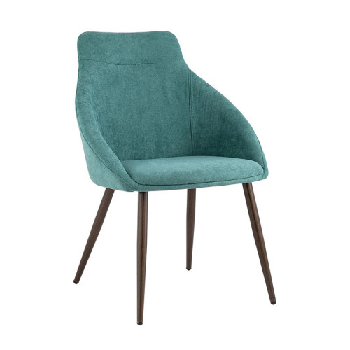 Turquoise Fabric Dining Chair with Metal Legs