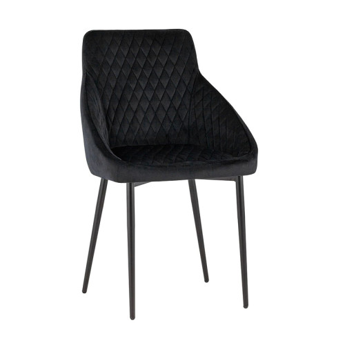 Black Velvet Dining Chair with Metal Legs