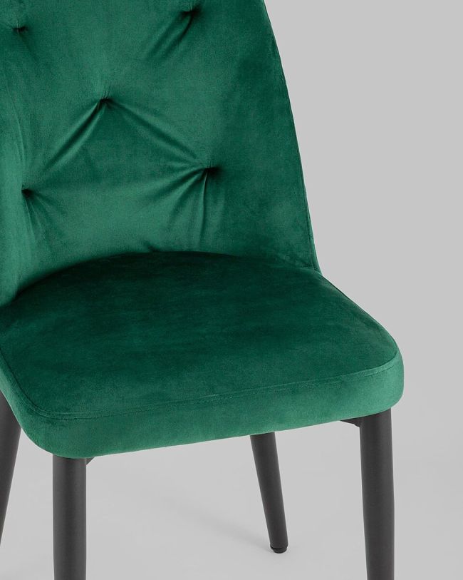 Green Tufted Velvet Dining Chair with Metal Legs