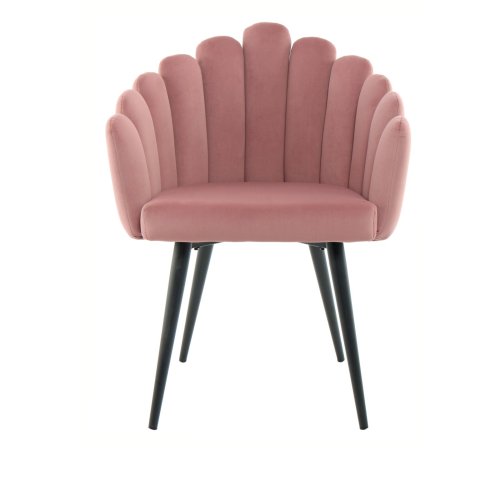 Luxury leisure pink velvet dining chair with armrests