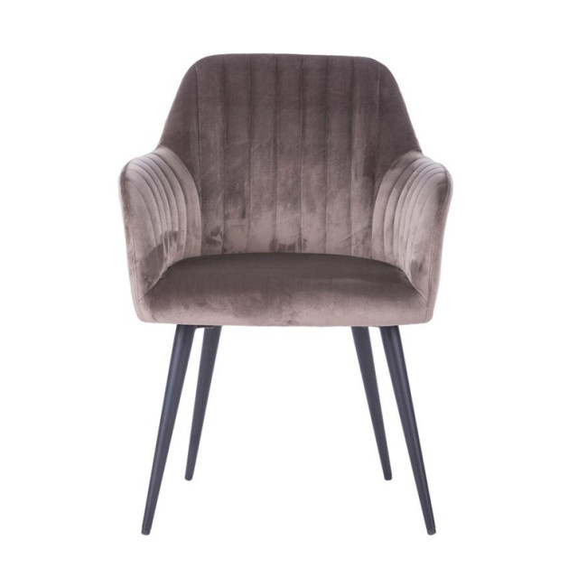 Grey Velvet Dining Armchair with Metal Legs