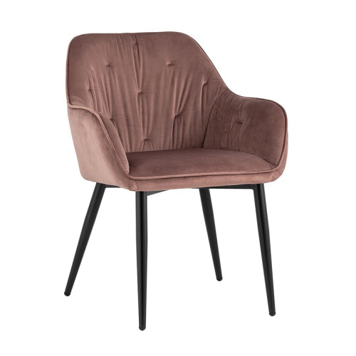 Dusty Pink Tufted Velvet Dining Armchair