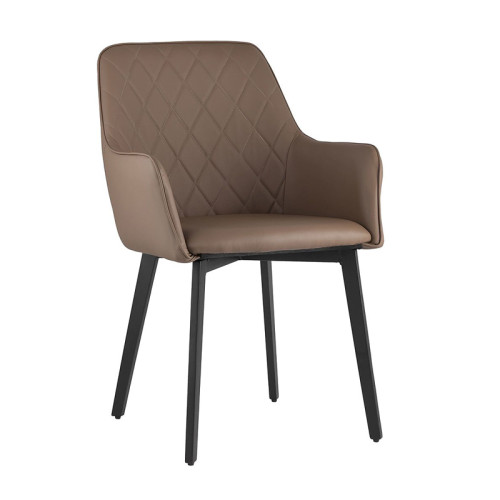 Taupe Faux Leather Dining Armchair