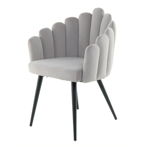 Luxury leisure light grey velvet dining chair with armrests