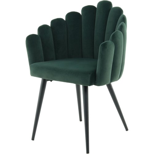 Luxury leisure dark green velvet dining chair with armrests