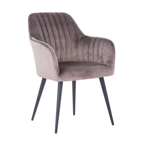 Grey Velvet Dining Armchair with Metal Legs