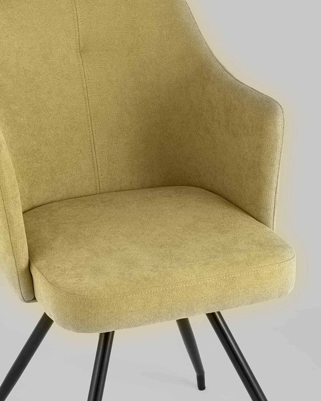 Stunning and sophisticated yellow fabric dining armchair