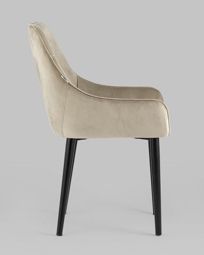 Elegant Beige Velvet Dining Chair with Armrest