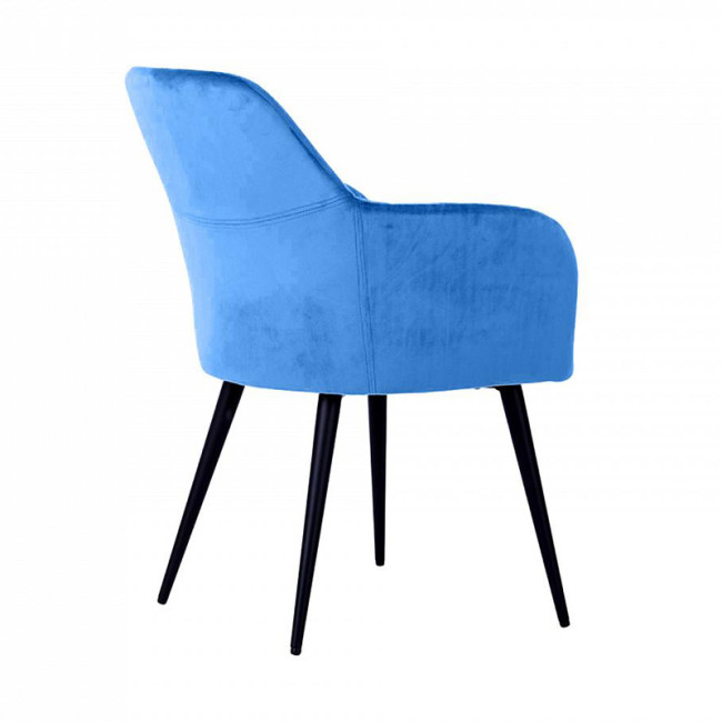 Blue Velvet Dining Armchair with Metal Legs