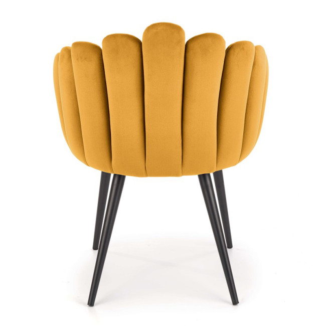 Luxury leisure yellow velvet dining chair with armrests