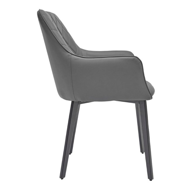 Dark Grey Faux Leather Dining Armchair