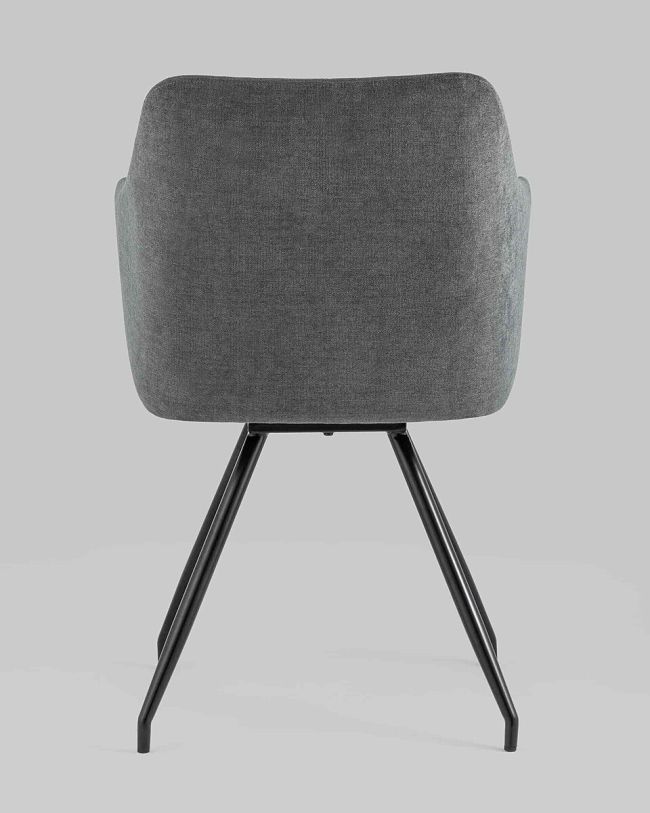 Exquisite dark grey fabric dining armchair with sleek metal legs