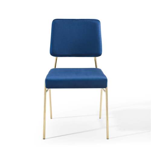 Luxurious and elegant Blue Velvet Dining Chair with Golden Metal Legs