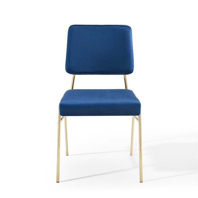 Luxurious and elegant Blue Velvet Dining Chair with Golden Metal Legs