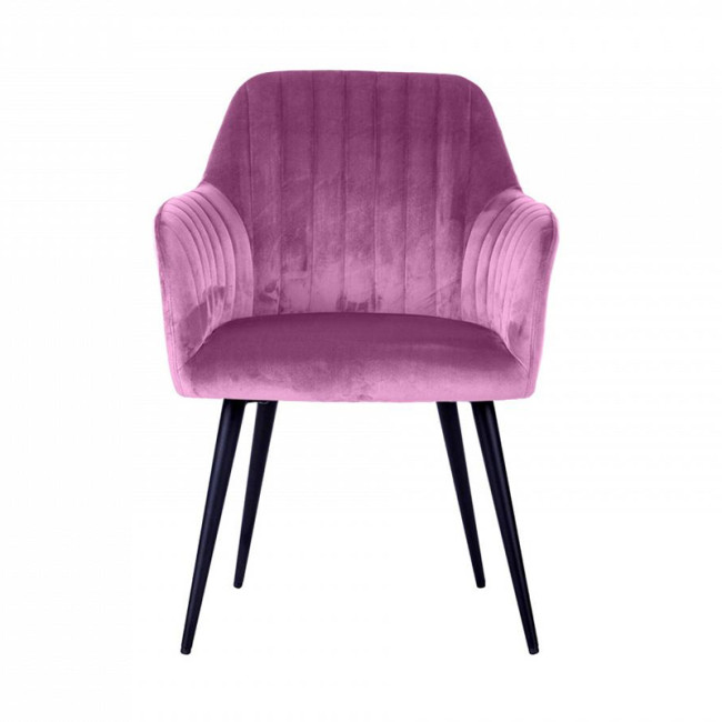 Purple Velvet Dining Armchair with Metal Legs