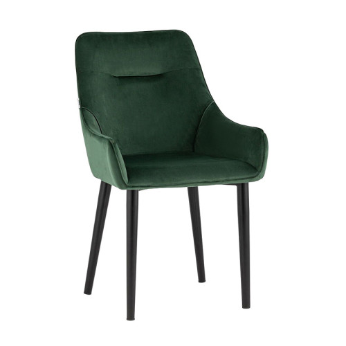 Green Velvet Dining Chair with Armrest