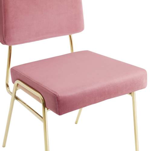 Pink Velvet Dining Chair with Golden Metal Legs
