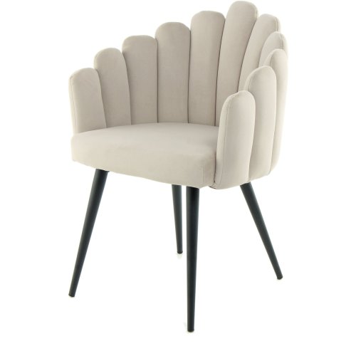Luxury leisure beige velvet dining chair with armrests