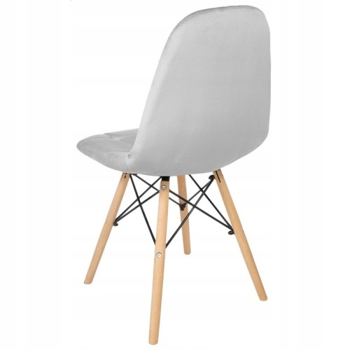 Grey Velvet Dining Chair with Eiffel Wood Legs