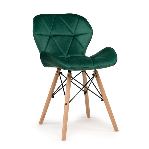Green Tufted Velvet Dining Chair with Eiffel Wood Legs