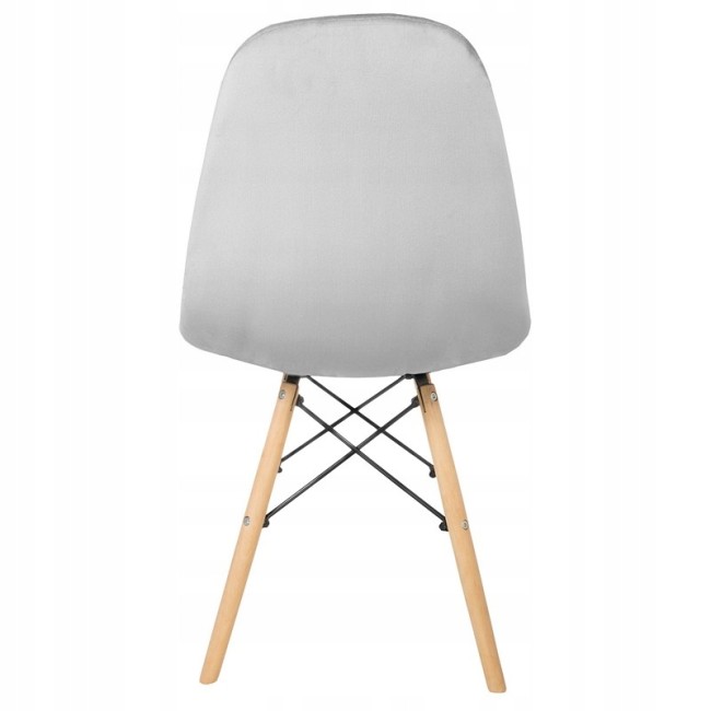 Grey Velvet Dining Chair with Eiffel Wood Legs