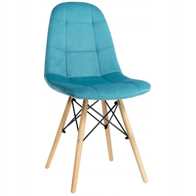 Turquoise Velvet Dining Chair with Eiffel wood legs