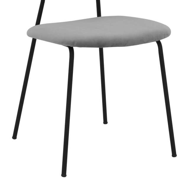 Stylish and versatile grey fabric dining chair with metal legs