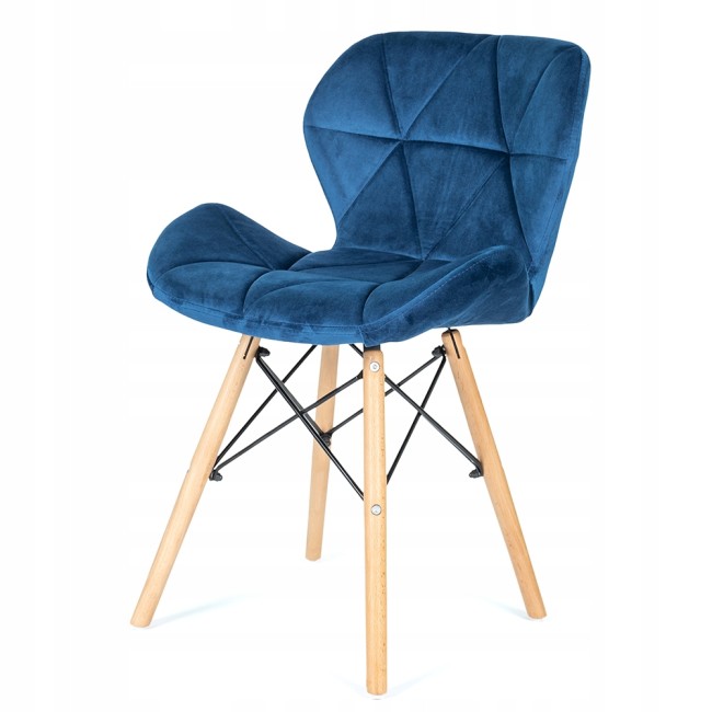 Luxurious and elegant Navy Blue Tufted Velvet Dining Chair with Eiffel Wood Legs